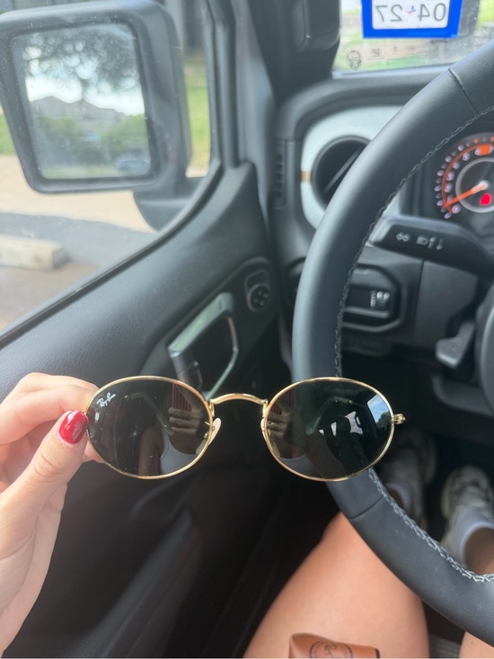 Ray-Ban Gold Frame Oval Sunglasses with Black Lenses